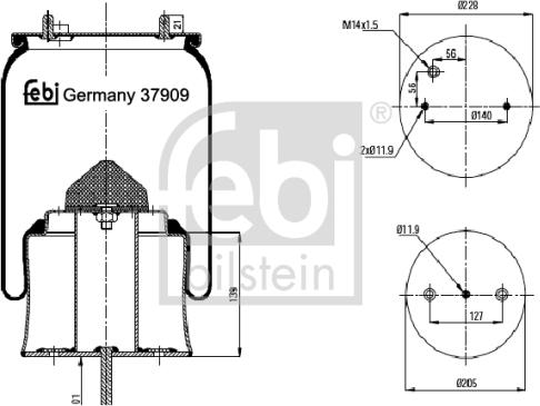 Febi Bilstein 37909 - Burduf, suspensie pneumatica aaoparts.ro