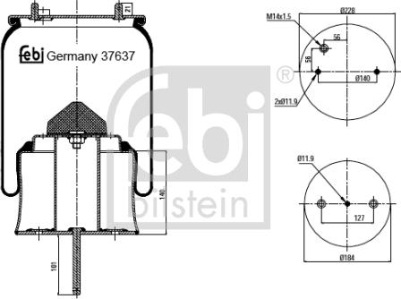 Febi Bilstein 37637 - Burduf, suspensie pneumatica aaoparts.ro