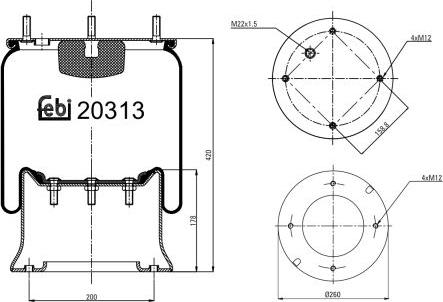 Febi Bilstein 20313 - Burduf, suspensie pneumatica aaoparts.ro
