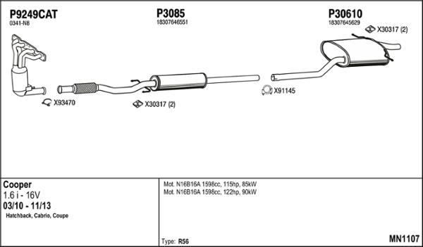 Fenno MN1107 - Sistem de esapament aaoparts.ro