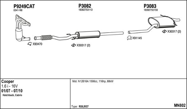 Fenno MN802 - Sistem de esapament aaoparts.ro