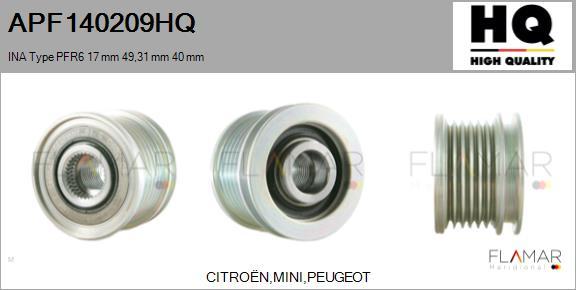 FLAMAR APF140209HQ - Fulie, alternator aaoparts.ro
