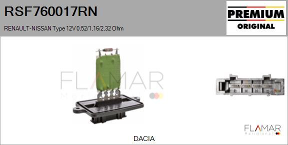 FLAMAR RSF760017RN
 - Rezistor, ventilator habitaclu aaoparts.ro