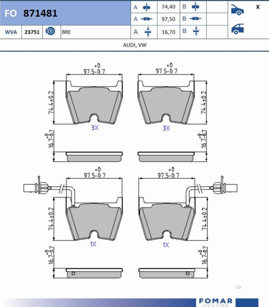FOMAR Friction FO 871481 - Set placute frana,frana disc aaoparts.ro