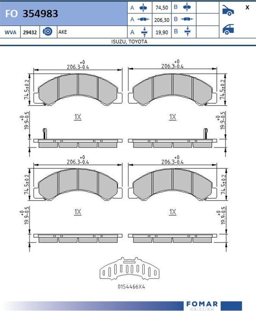 FOMAR Friction FO 354983 - Set placute frana,frana disc aaoparts.ro