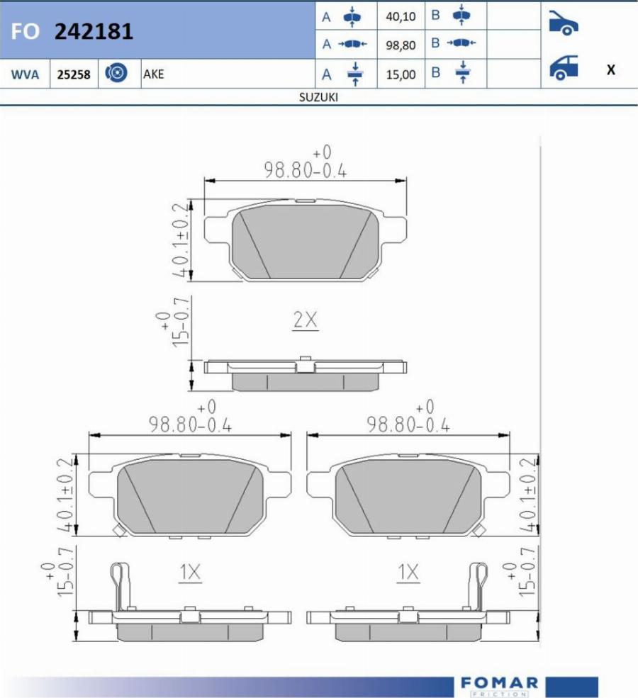 FOMAR Friction FO 242181 - Set placute frana,frana disc aaoparts.ro
