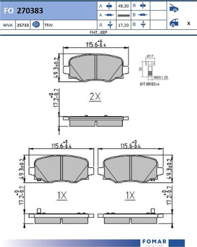FOMAR Friction FO 270383 - Set placute frana,frana disc aaoparts.ro