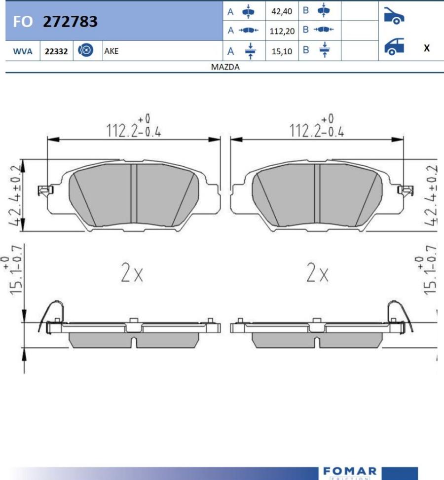FOMAR Friction FO 272783 - Set placute frana,frana disc aaoparts.ro