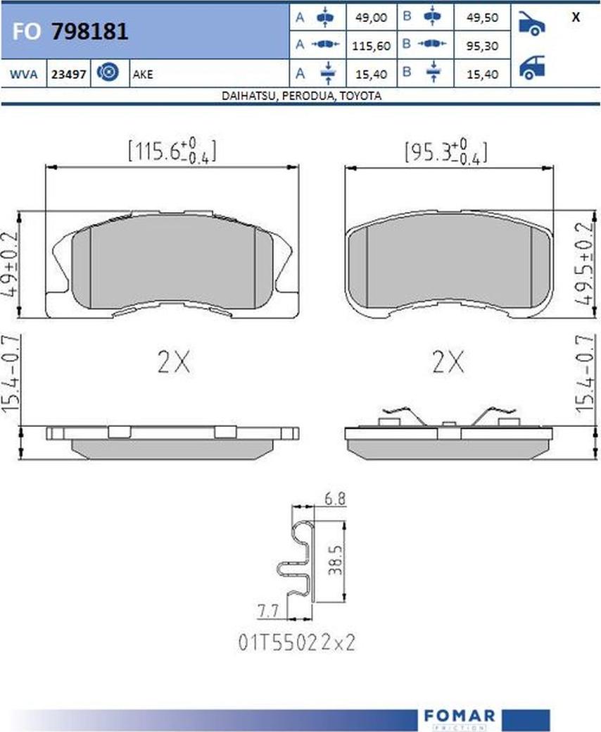 FOMAR Friction FO 798181 - Set placute frana,frana disc aaoparts.ro