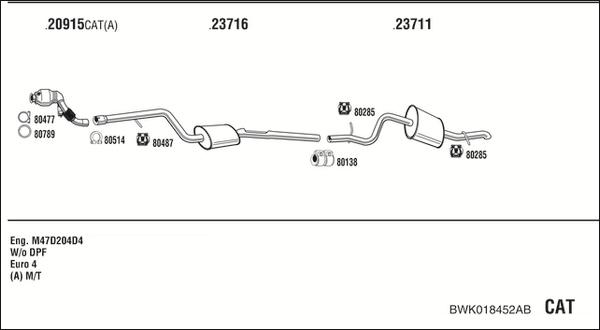 Fonos BWK018452AB - Sistem de esapament aaoparts.ro