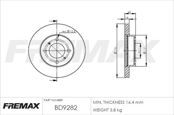 FREMAX BD-9282 - Disc frana aaoparts.ro