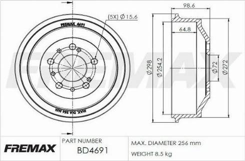 FREMAX BD-4691 - Tambur frana aaoparts.ro