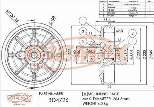 FREMAX BD-4726-KT - Tambur frana aaoparts.ro