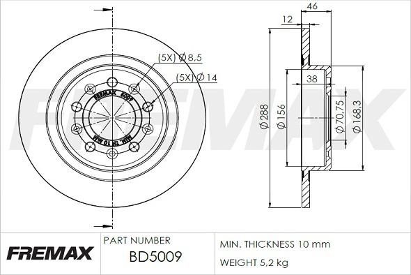 FREMAX BD-5009 - Disc frana aaoparts.ro