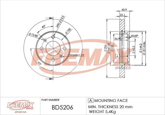 FREMAX BD-5206 - Disc frana aaoparts.ro