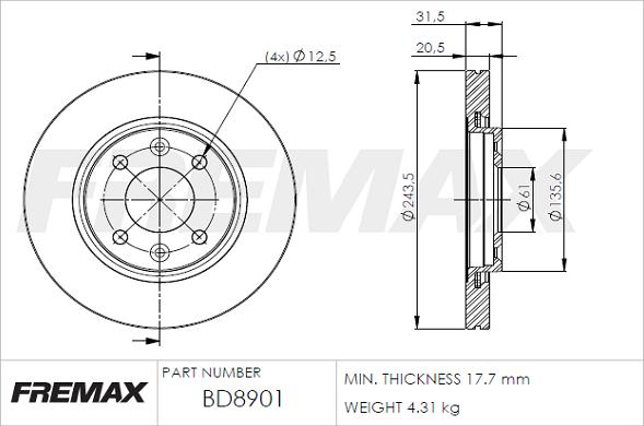 FREMAX BD-8901 - Disc frana aaoparts.ro