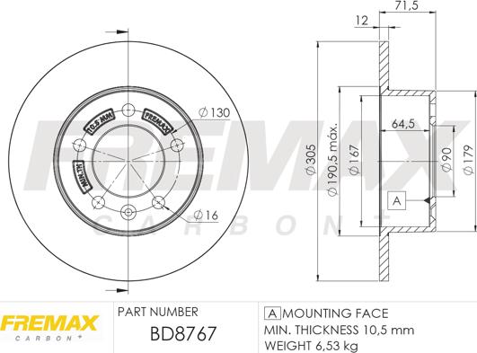 FREMAX BD-8767 - Disc frana aaoparts.ro