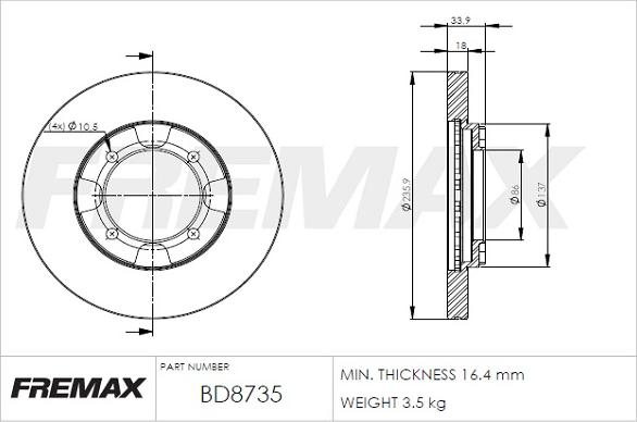 FREMAX BD-8735 - Disc frana aaoparts.ro