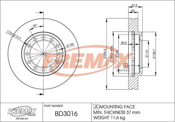 FREMAX BD-3016 - Disc frana aaoparts.ro