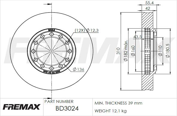 FREMAX BD-3024 - Disc frana aaoparts.ro