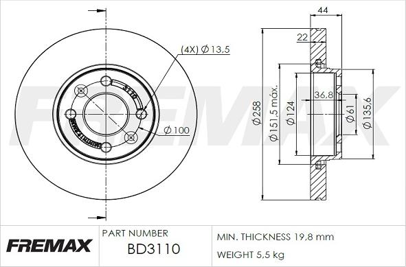 FREMAX BD-3110 - Disc frana aaoparts.ro