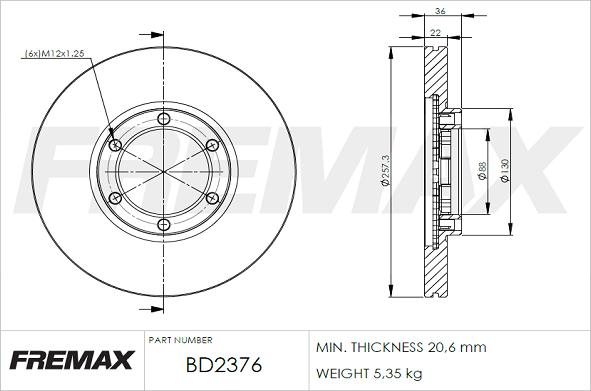 FREMAX BD-2376 - Disc frana aaoparts.ro