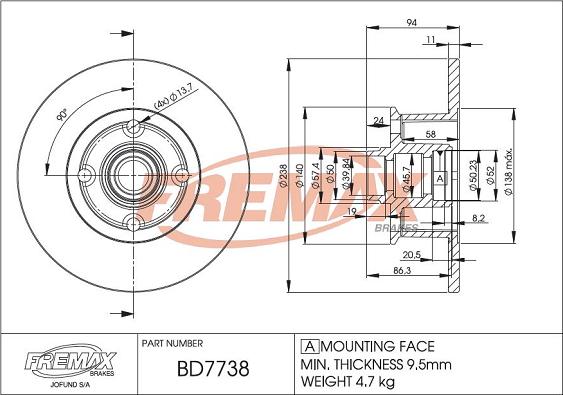 FREMAX BD-7738 - Disc frana aaoparts.ro