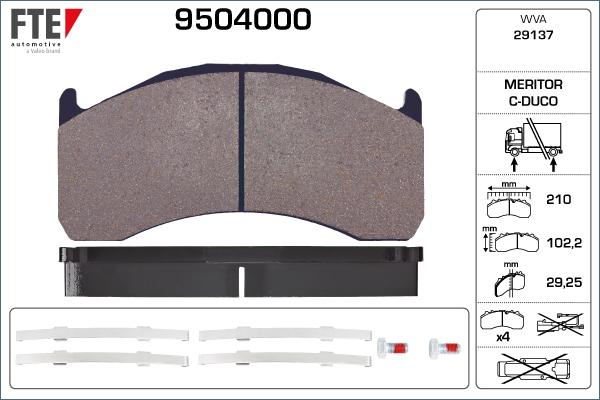 FTE 9504000 - Set placute frana,frana disc aaoparts.ro