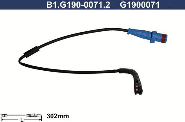 Galfer B1.G190-0071.2 - Senzor de avertizare,uzura placute de frana aaoparts.ro