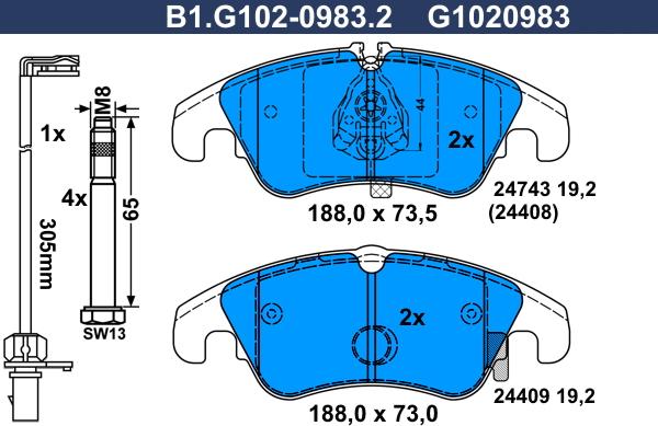 Galfer B1.G102-0983.2 - Set placute frana,frana disc aaoparts.ro