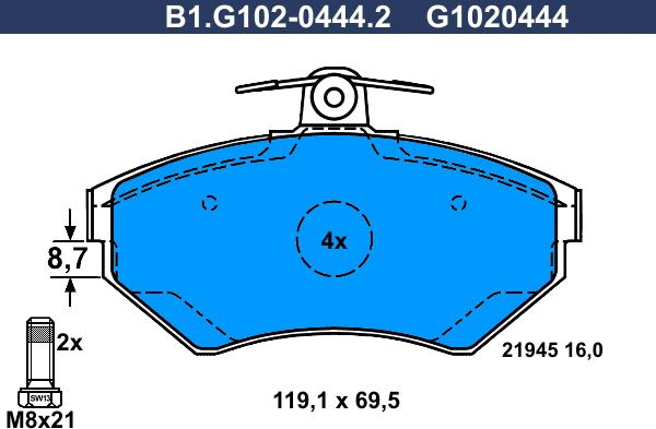 Galfer B1.G102-0444.2 - Set placute frana,frana disc aaoparts.ro