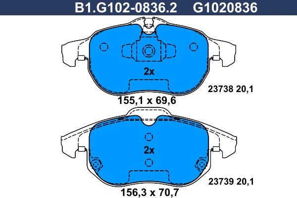 Galfer B1.G102-0836.2 - Set placute frana,frana disc aaoparts.ro