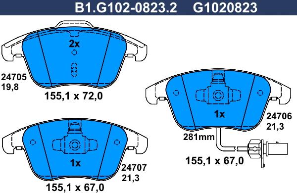 Galfer B1.G102-0823.2 - Set placute frana,frana disc aaoparts.ro