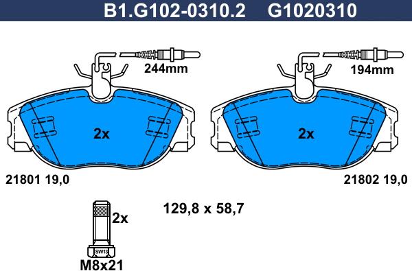 Galfer B1.G102-0310.2 - Set placute frana,frana disc aaoparts.ro