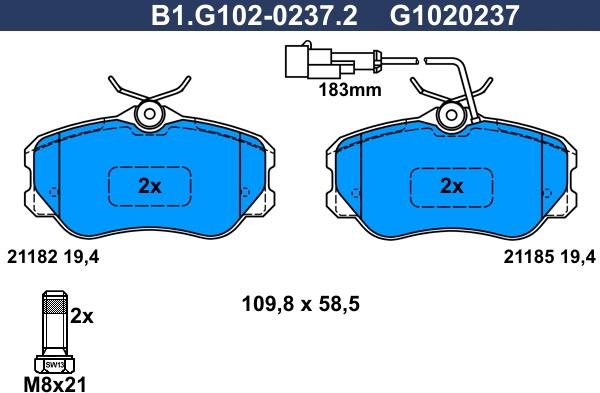 Galfer B1.G102-0237.2 - Set placute frana,frana disc aaoparts.ro