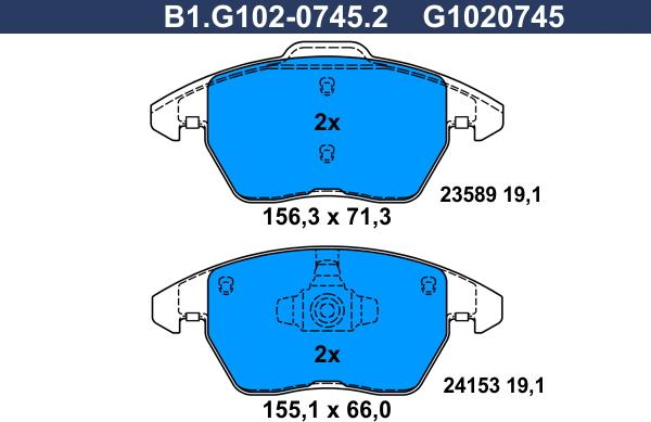 Galfer B1.G102-0745.2 - Set placute frana,frana disc aaoparts.ro