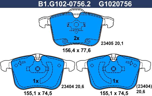 Galfer B1.G102-0756.2 - Set placute frana,frana disc aaoparts.ro