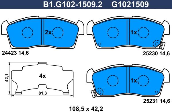 Galfer B1.G102-1509.2 - Set placute frana,frana disc aaoparts.ro
