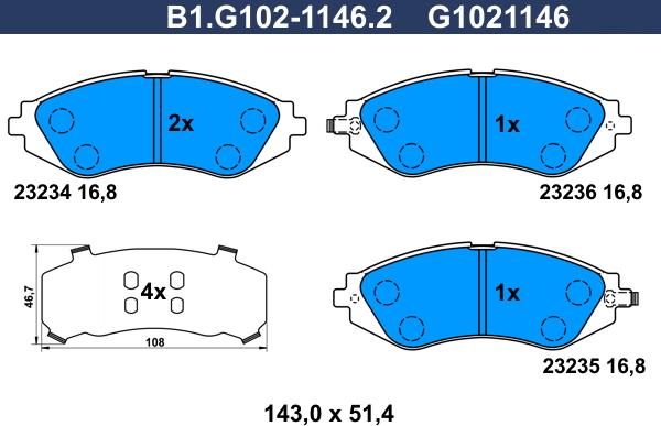 Galfer B1.G102-1146.2 - Set placute frana,frana disc aaoparts.ro