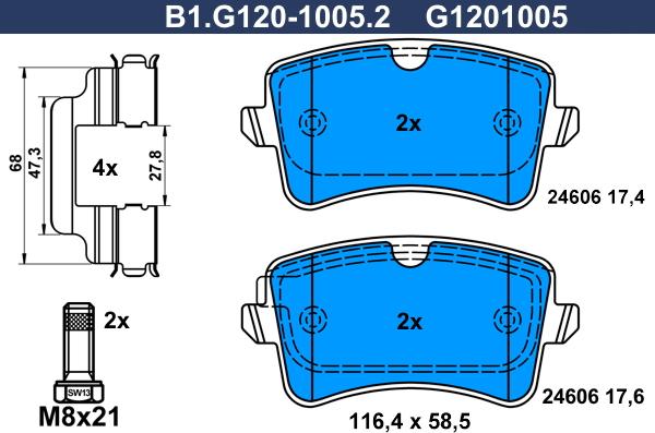 Galfer B1.G120-1005.2 - Set placute frana,frana disc aaoparts.ro