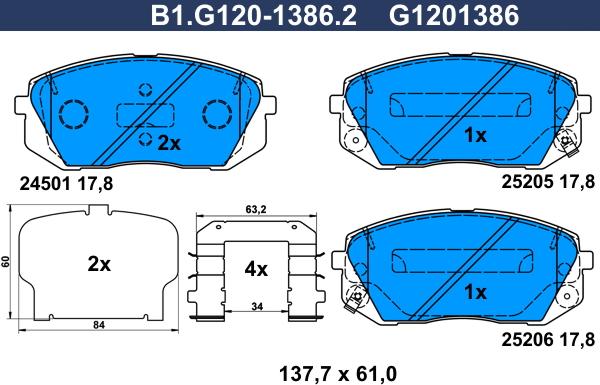 Galfer B1.G120-1386.2 - Set placute frana,frana disc aaoparts.ro