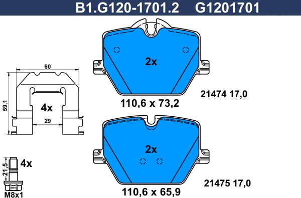 Galfer B1.G120-1701.2 - Set placute frana,frana disc aaoparts.ro