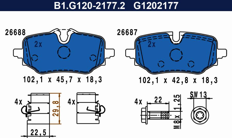 Galfer B1.G120-2177.2 - Set placute frana,frana disc aaoparts.ro