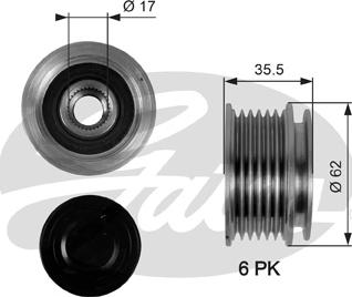 Gates OAP7044 - Fulie, alternator aaoparts.ro