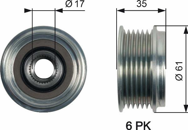 GATES OAP7166 - Fulie, alternator aaoparts.ro