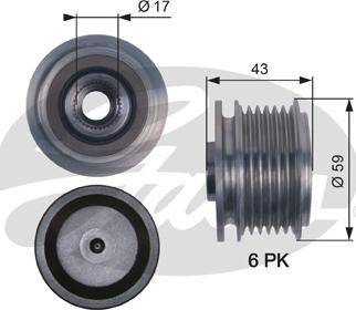 Gates OAP7112 - Fulie, alternator aaoparts.ro