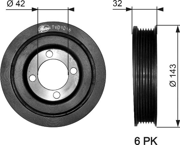 GATES TVD1016 - Fulie curea, arbore cotit aaoparts.ro