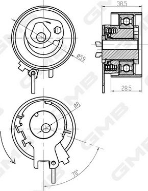 GMB GTB0320 - Rola intinzator,curea distributie aaoparts.ro
