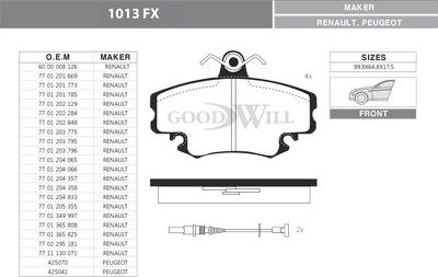 GoodWill 1013 FX - Set placute frana,frana disc aaoparts.ro
