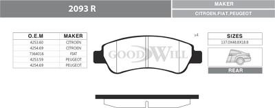 GoodWill 2093 R - Set placute frana,frana disc aaoparts.ro